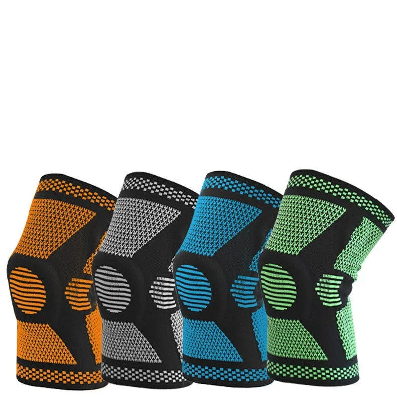 Silicone spring knee pads in polyamide available in green, blue, white, and orange colours