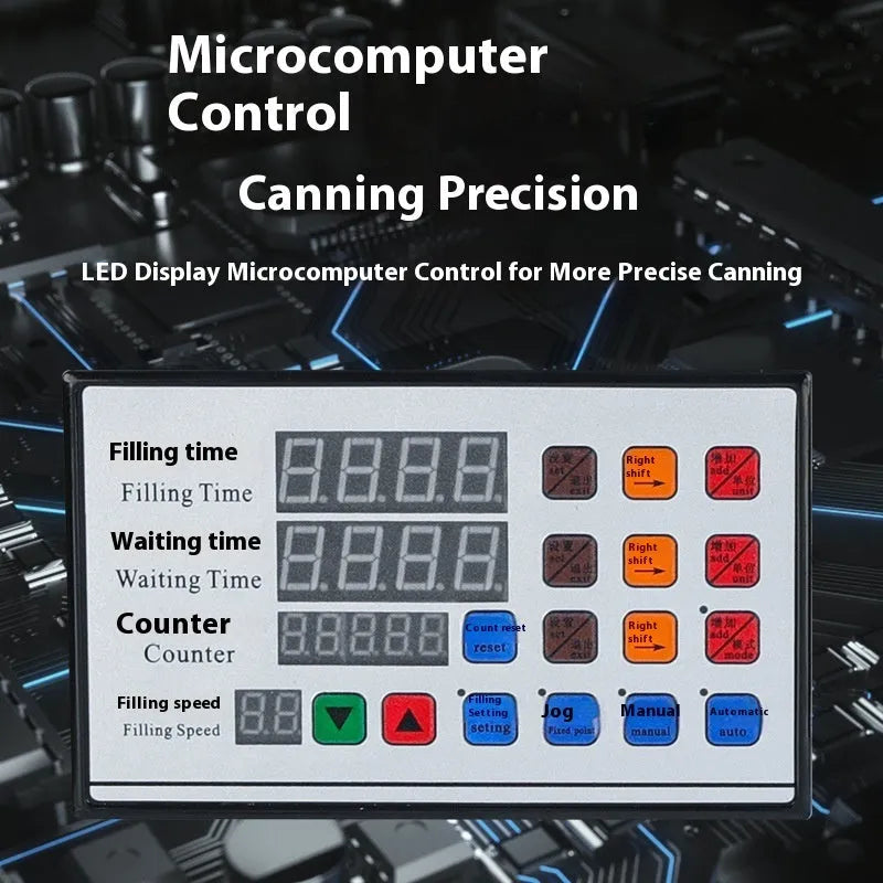 CNC automatic quantitative filling machine with control panel displaying 5ml to 3000ml range settings