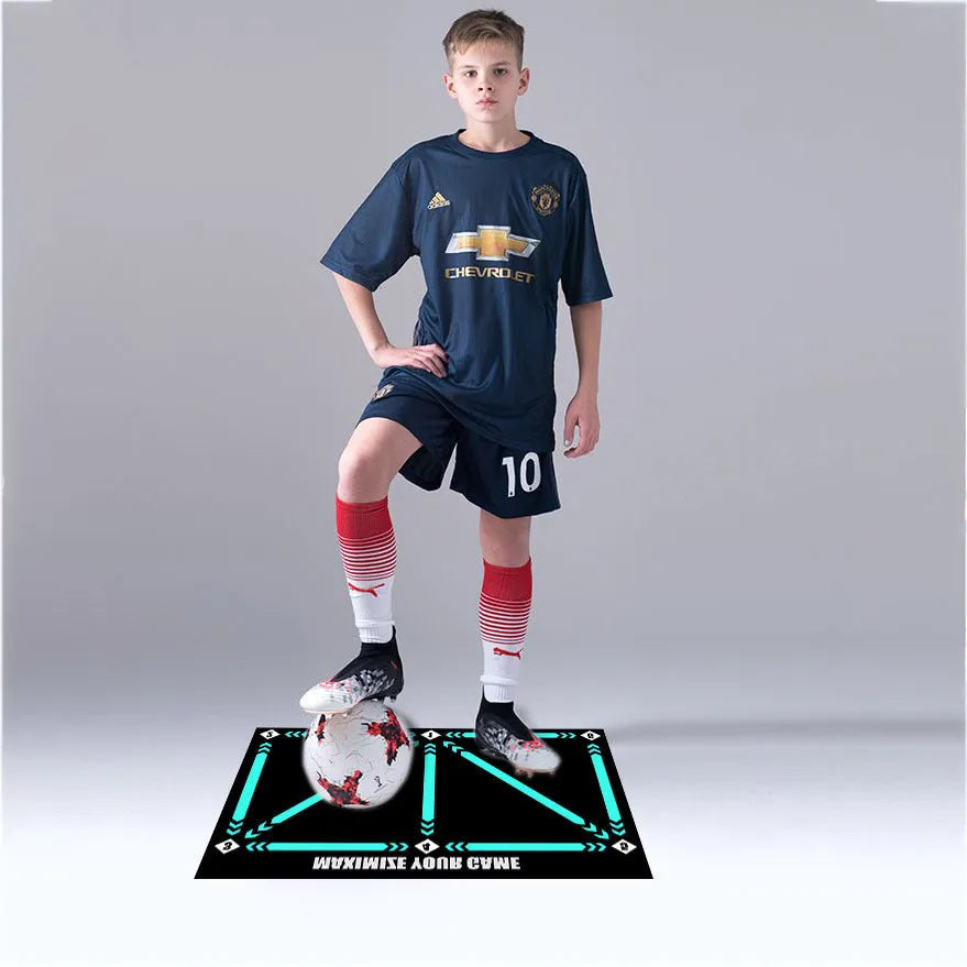 Rubber football training mat in cushion colour for indoor skill practice