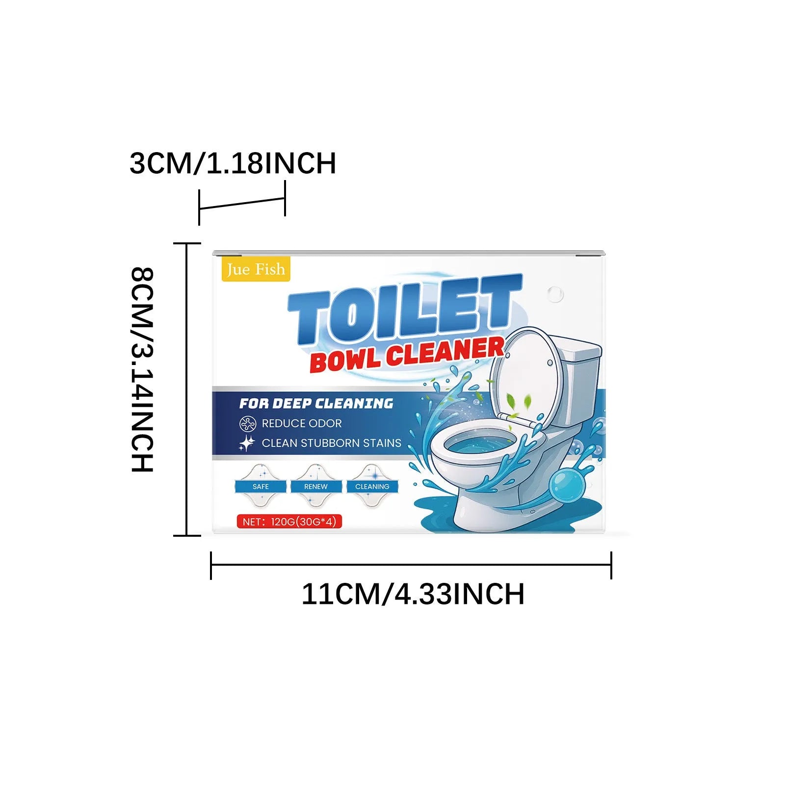 Toilet cleaning powder pack with four individual 30g sachets for urine stain and odour removal