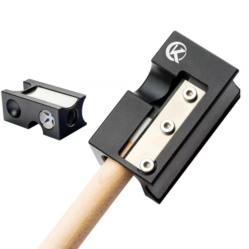 Black all metal billiard rod head repair device for leather cue tips, article XLQ-001.