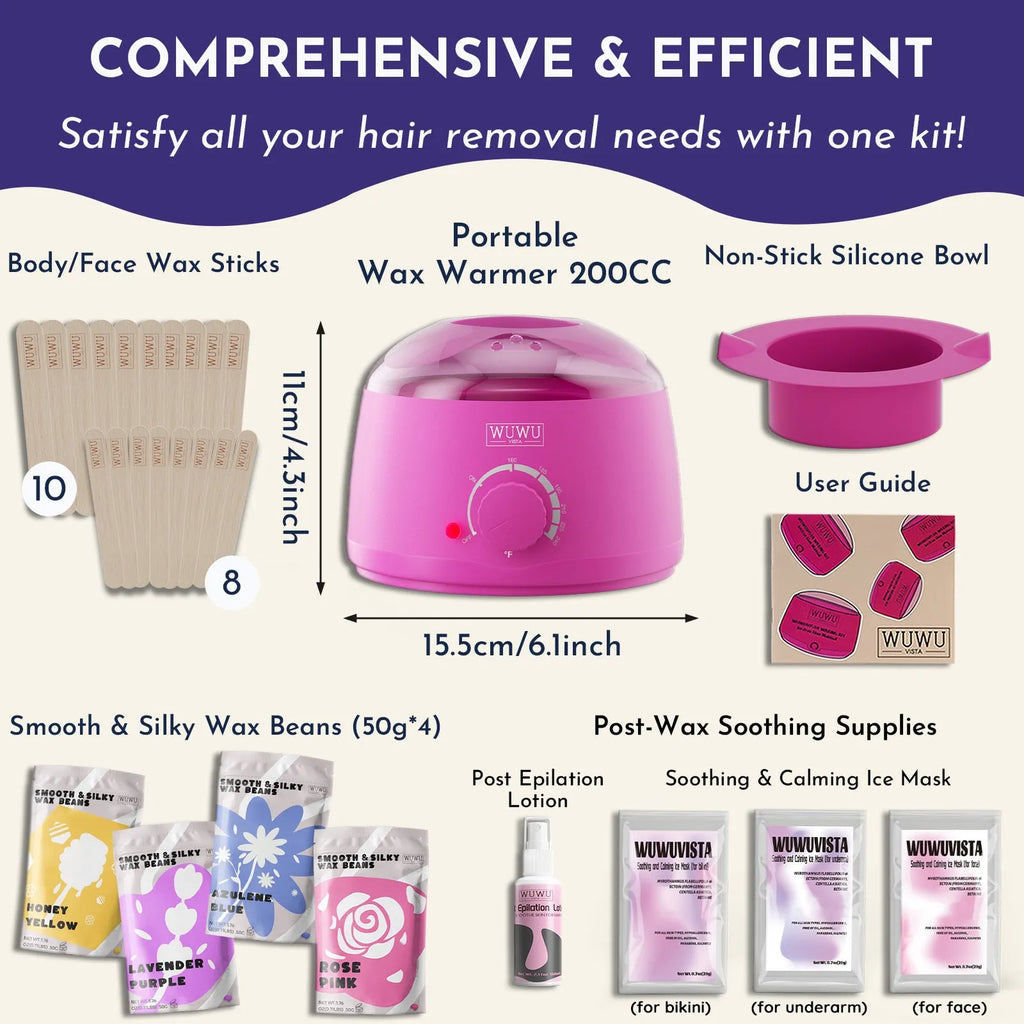 Gold-standard 29-piece waxing gift set with compact warmer, wax beads, aftercare products and application tools