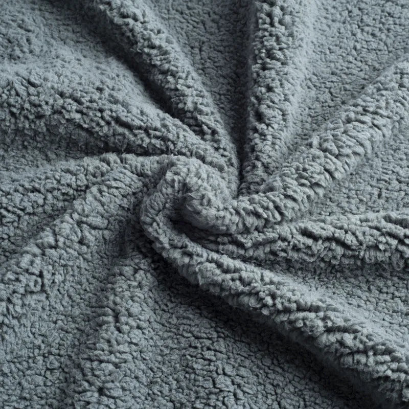 Water-proof flannel cotton velvet blanket in black, gray, and brown with multiple size options from XS to XL for outdoor camping and home use