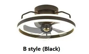 Modern ceiling fan lamp with integrated light fixture, 500mm diameter with PC blades and acrylic lampshade