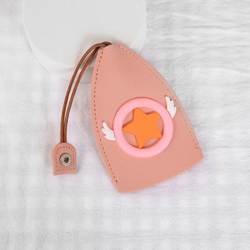 Cartoon design pull-out key case for car keys made from PU leather with pull-out tab