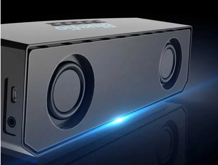 Black BS-6 Cloud Smart Speaker showing front grille and compact rectangular design