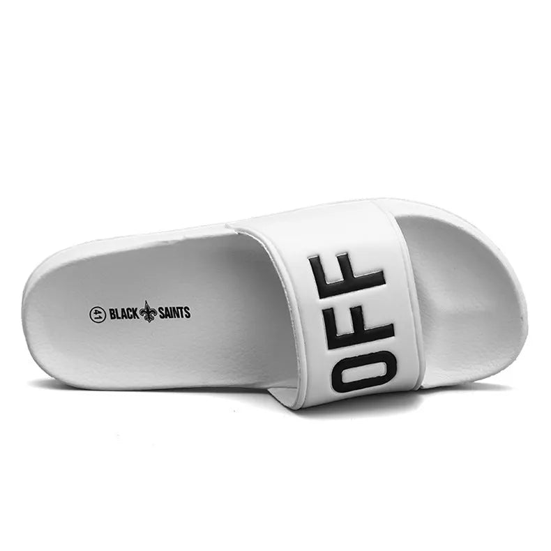 Men's open toe slippers with viscose upper and rubber sole in black and white colour options