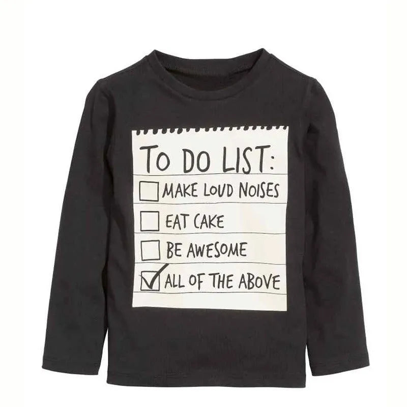 Boys cotton 2-piece casual clothing set with long sleeve T-shirt and pants in letter print design