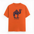 Orange cotton loose-fit T-shirt with short sleeves and round neck on hanger