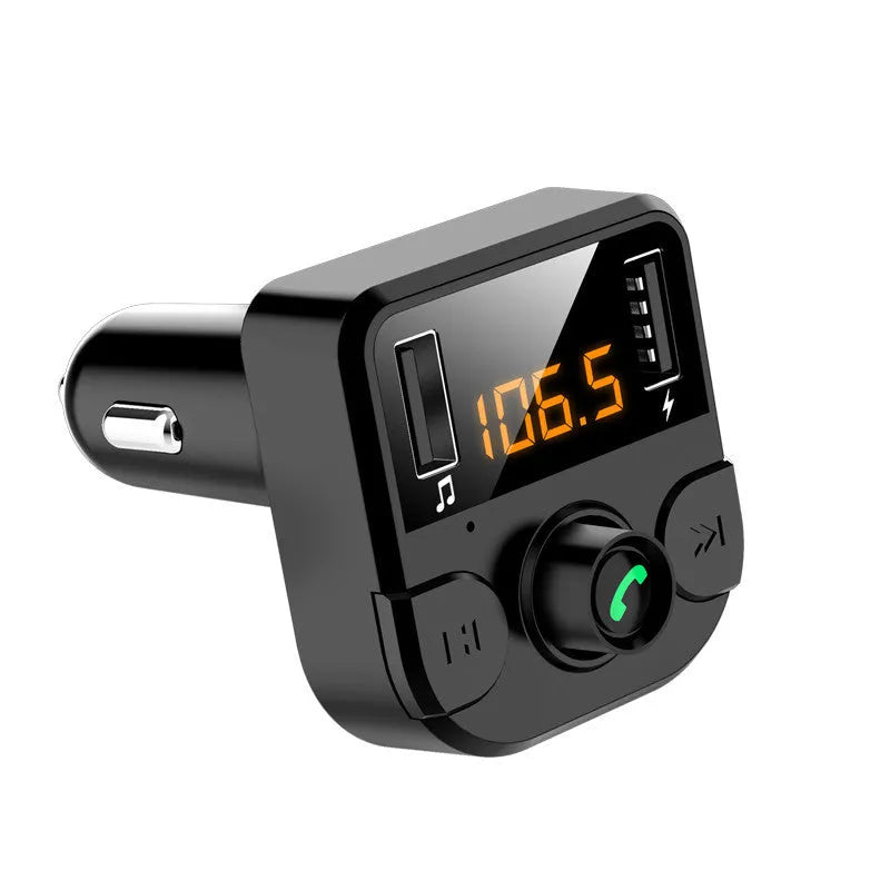Black car MP3 Bluetooth player with 1.1-inch display for cigarette lighter power connection