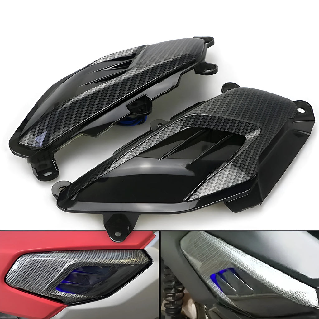 Pair of YAMAHA NMAX motorcycle side lamps with LED light in choice of blue or red.
