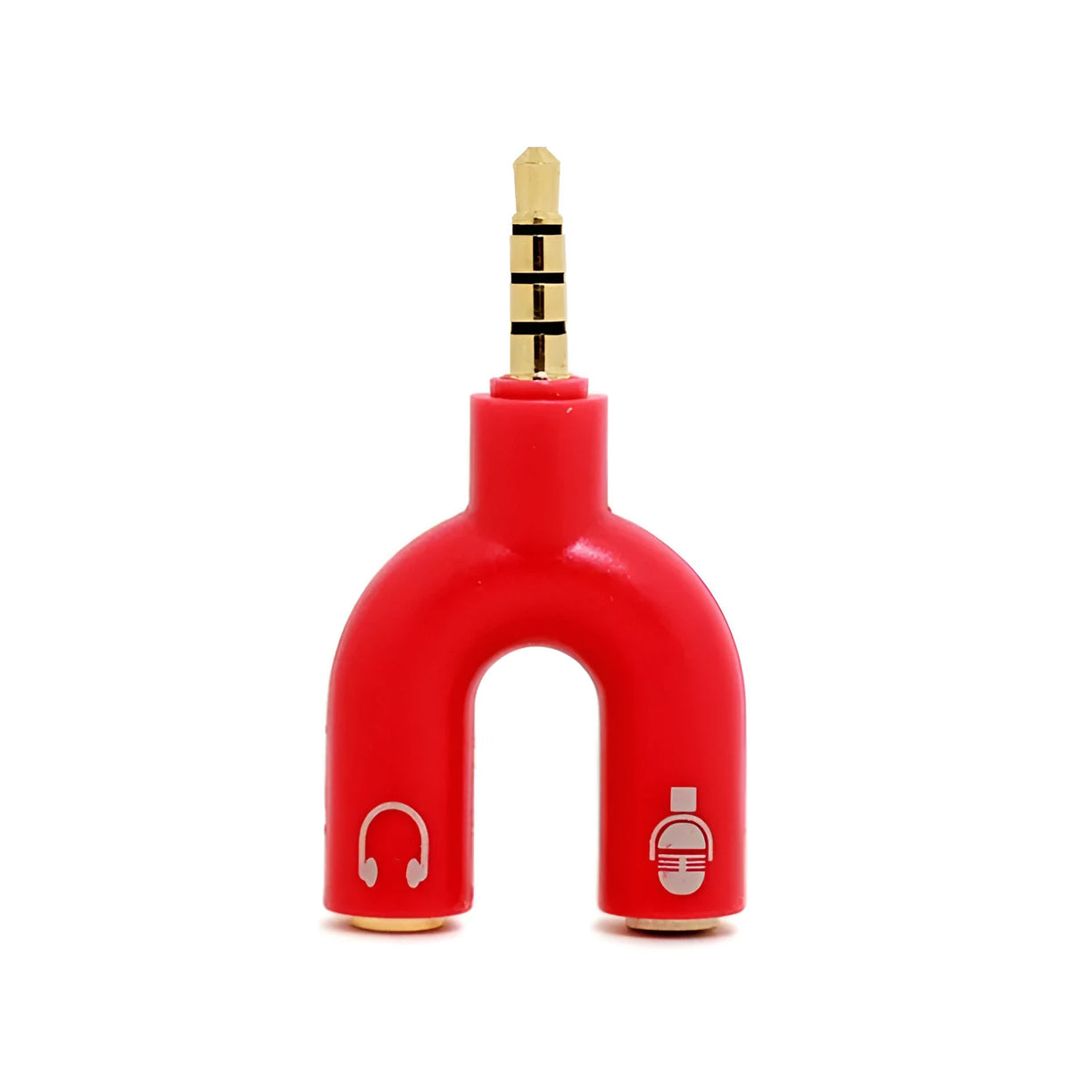 3.5mm audio splitter adapter in six colour options with gold-plated connectors