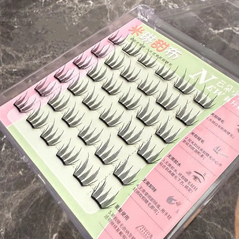 Milin Sweet Cloth glue-free split false eyelashes, 12mm artificial fibre, six-row set