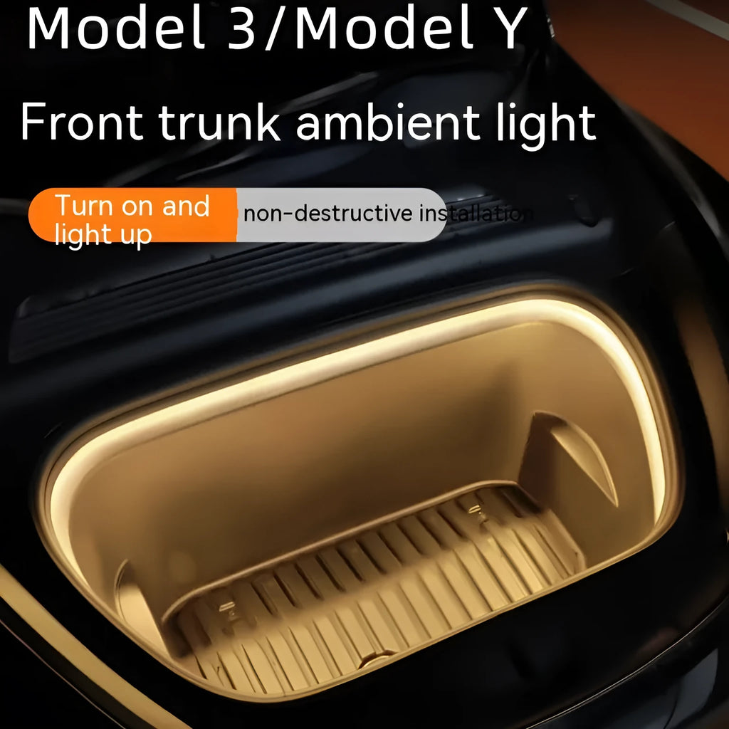Tesla Model 3/Y front standby box ambience light in soft silicone with Ice Blue, Pure White, and Warm White colour options