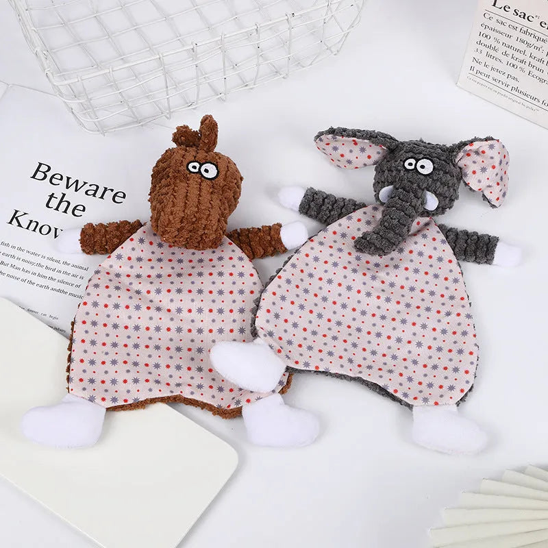 Brown velvet pet stuffed toy with sound paper for cats and dogs