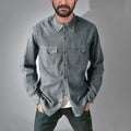 Men's cotton denim cardigan coat in regular fit available in black blue gray and khaki colors
