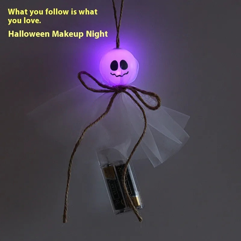 Halloween LED lighting chain with colourful ghost-shaped lamp beads for haunted venue decoration
