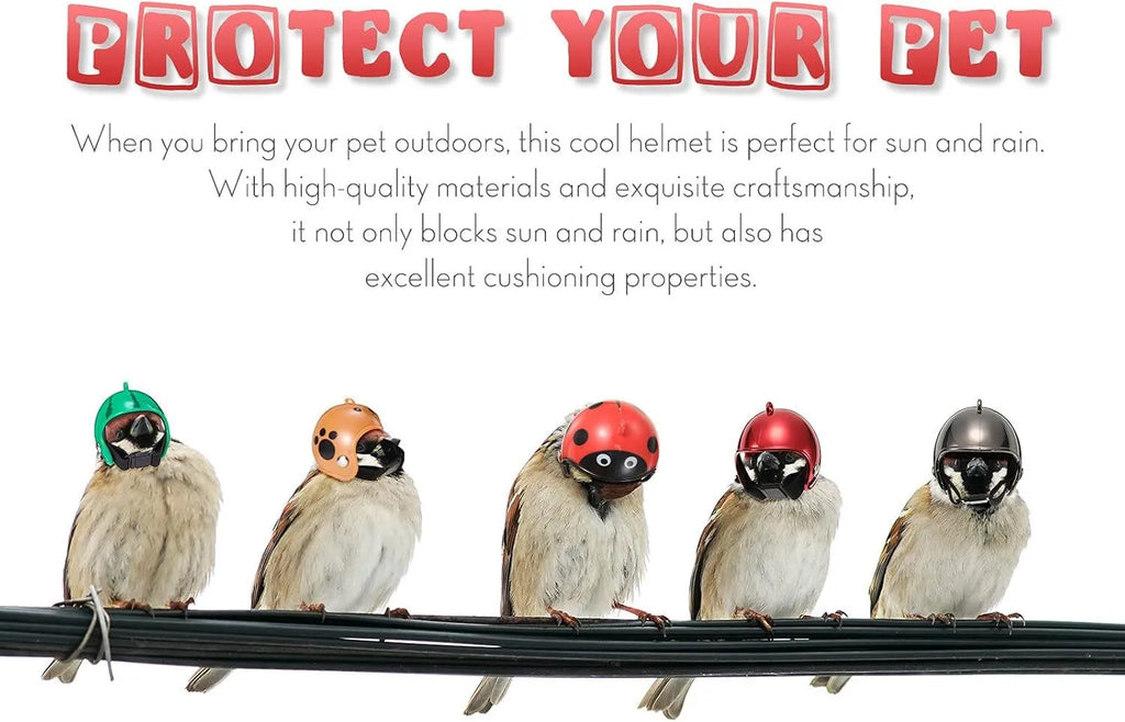 Small adjustable pet helmet for chickens and birds with elastic bands and sponge lining