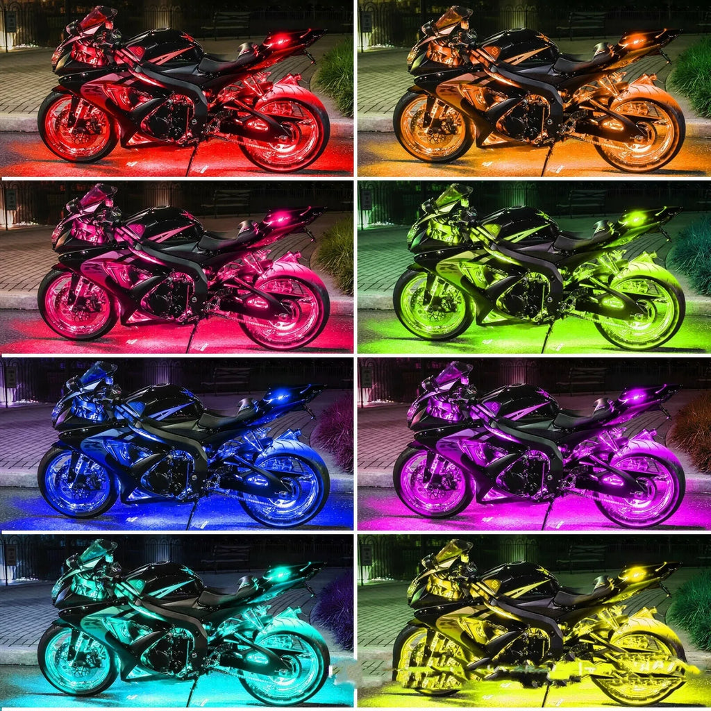 Motorcycle and car modified RGB LED atmosphere light bar with remote control and silicone construction