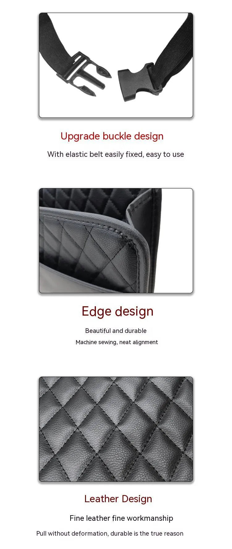 Leather hanging storage bag for car interior organisation in multiple colours