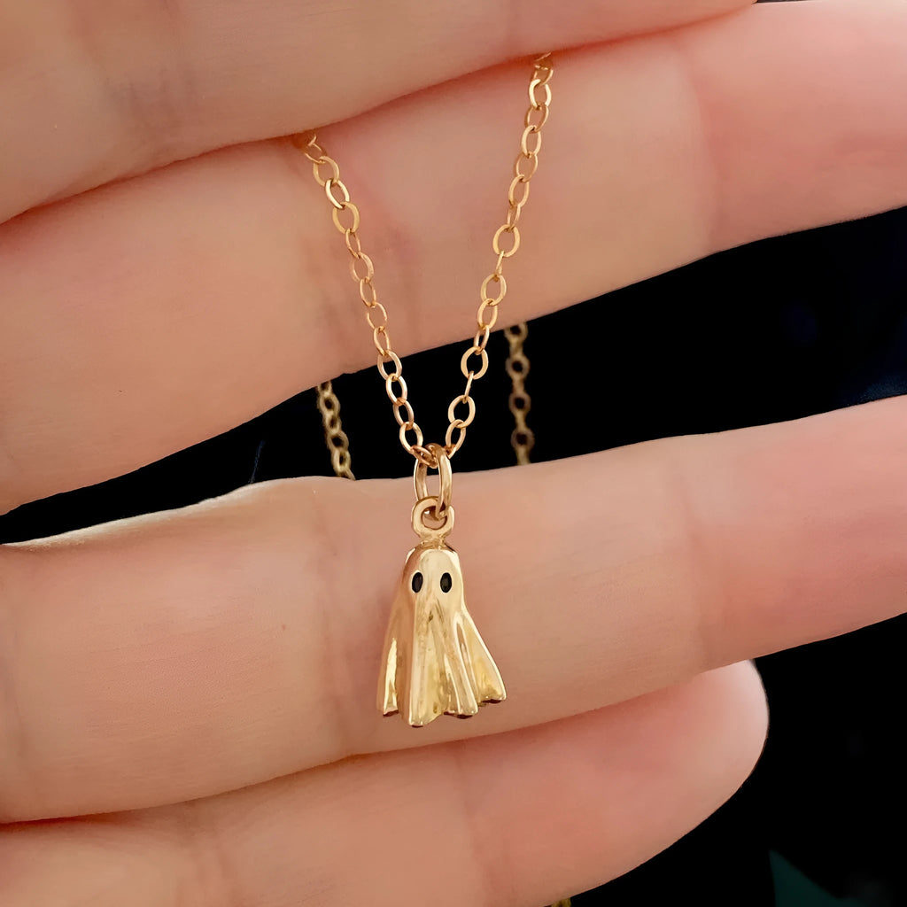 Ghost pendant necklace with stainless steel chain and electroplated titanium steel charm