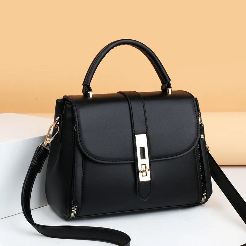 Soft PU leather women's messenger bag in square vertical shape with single shoulder strap