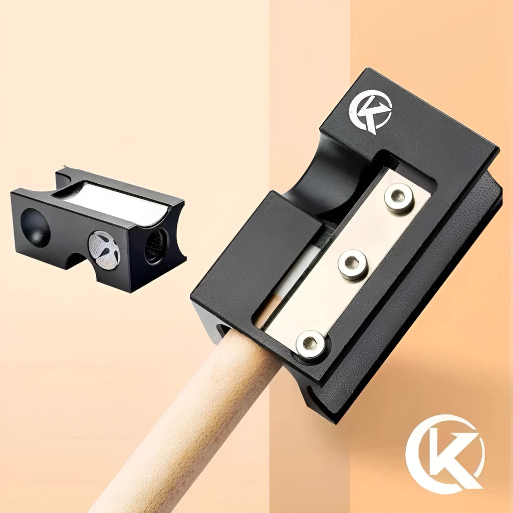 Black all metal billiard rod head repair device for leather cue tips, article XLQ-001.