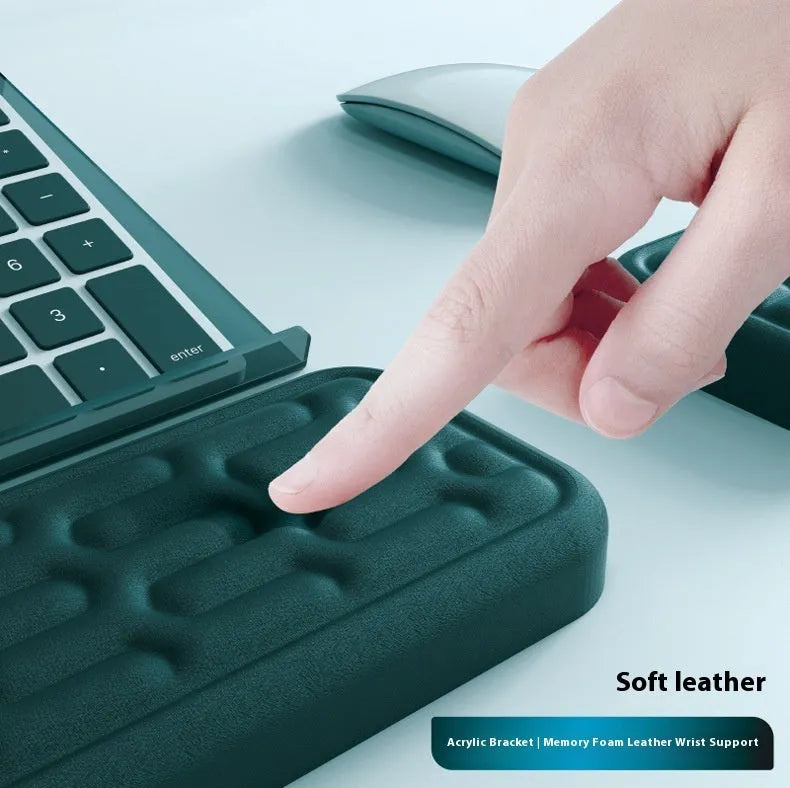 Double-sided resin keyboard and mouse pad with memory foam and wrist rest in multiple colour options