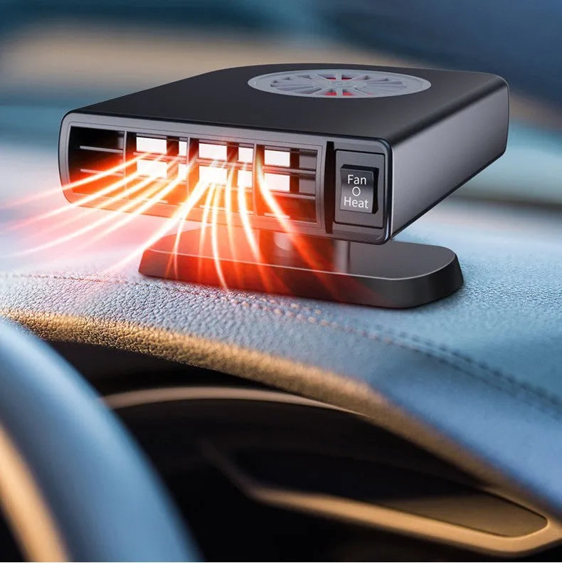 Black vehicle-mounted heater for car defrosting and defogging with 360-degree rotation