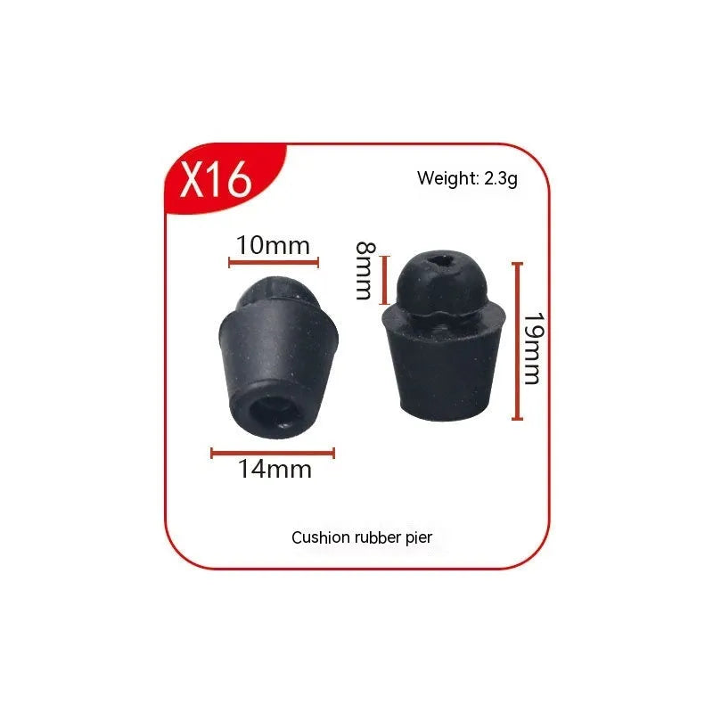 10 automobile rubber buffer clips for shock absorption in car boot buckle systems, X16 colour