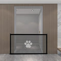 Portable folding dog barrier safety net fence with pet doorsill design in black or white dog footprints