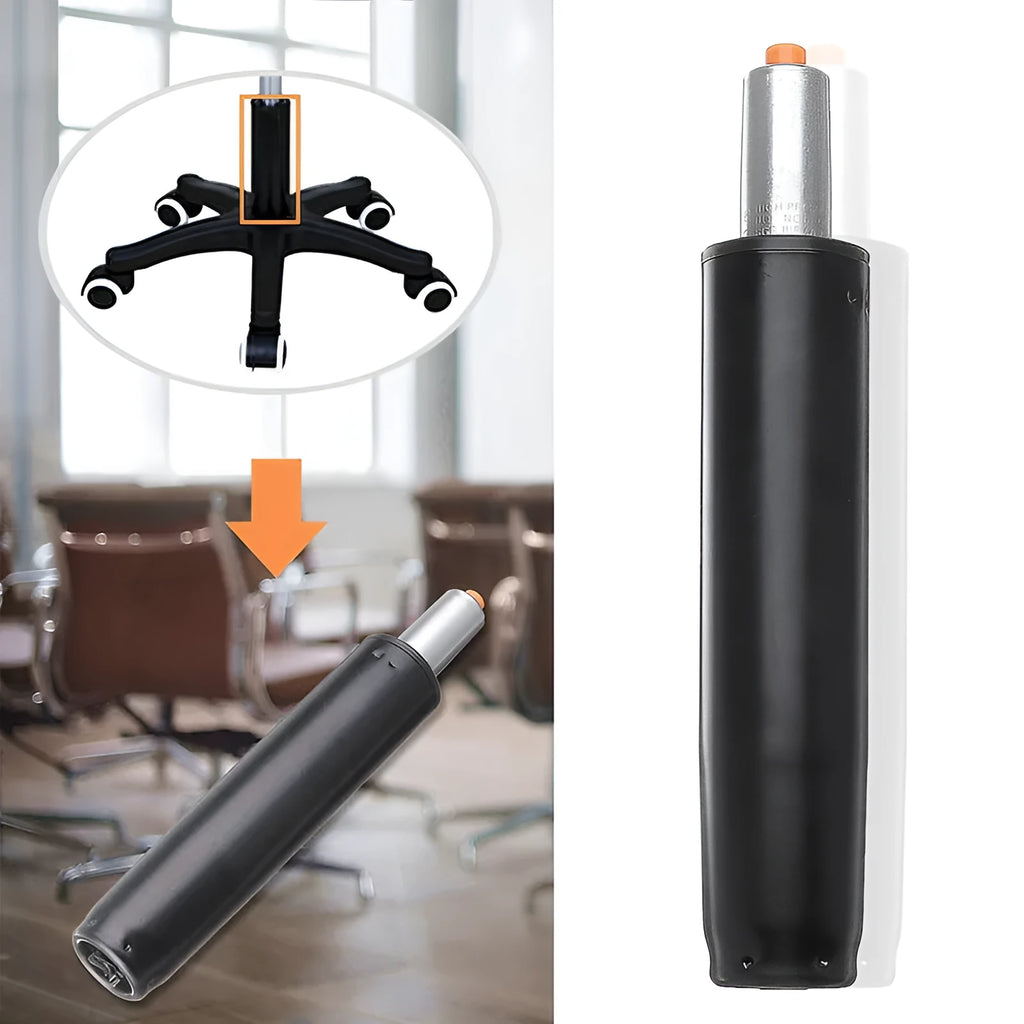 A black and an electroplated gas spring for lift chair assembly, showing the cylinder and end fittings.