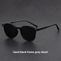 Ultra-light round frame retro sunglasses with polarised grey lenses in five colour options