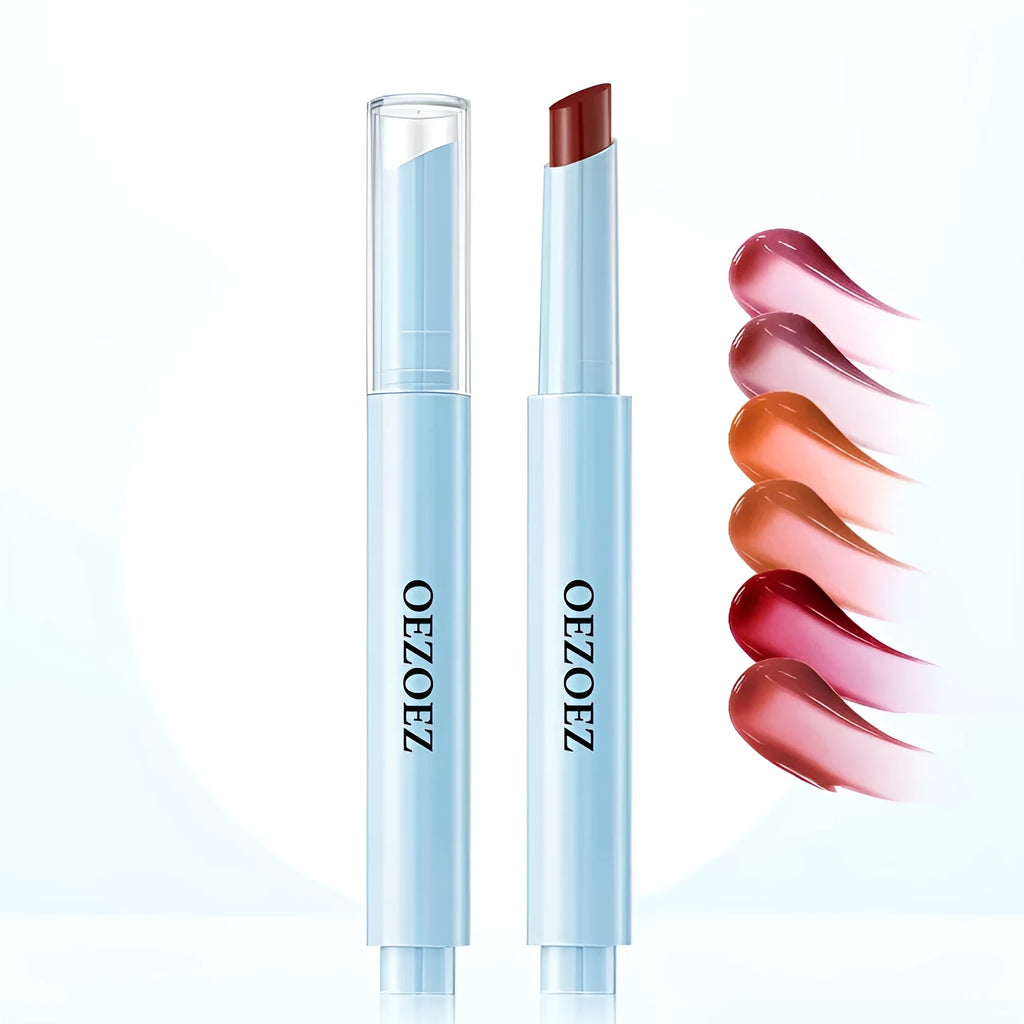 Waterproof moisturising lipstick in a choice of six colours, showing 1.8g net content.