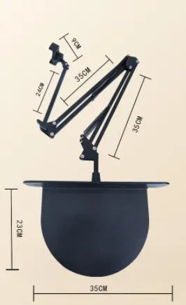 35cm black lazy mobile phone holder made from carbon steel, aluminium alloy, and ABS for bedside use