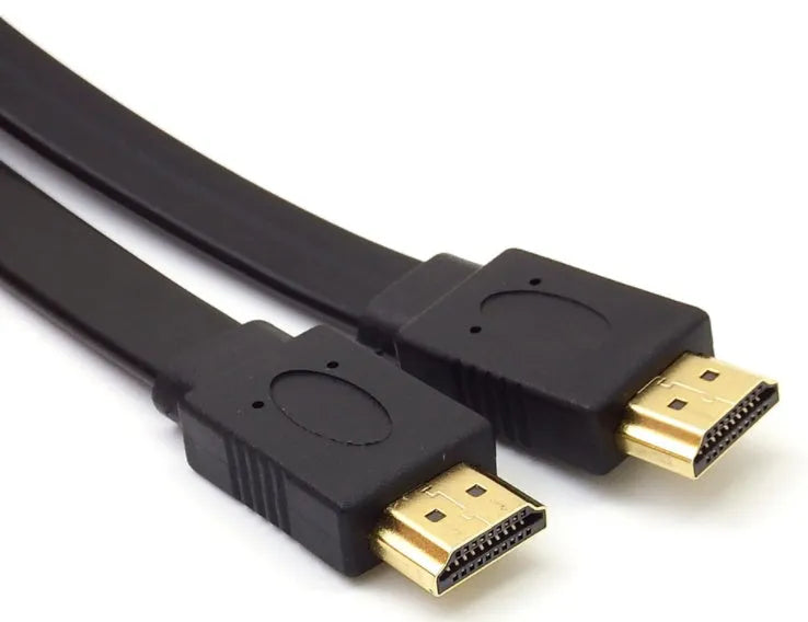 Flat HDMI cable version 1.4 with 1080p support and copper wire, showing length options.