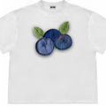 Blueberry and floral patchwork print on a loose-fit, short-sleeved ice oxygen cotton T-shirt.