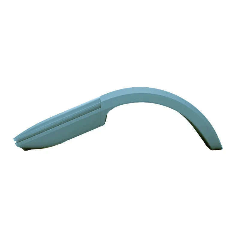Black folding Bluetooth wireless mouse showing compact 131.2mm design with touch surface