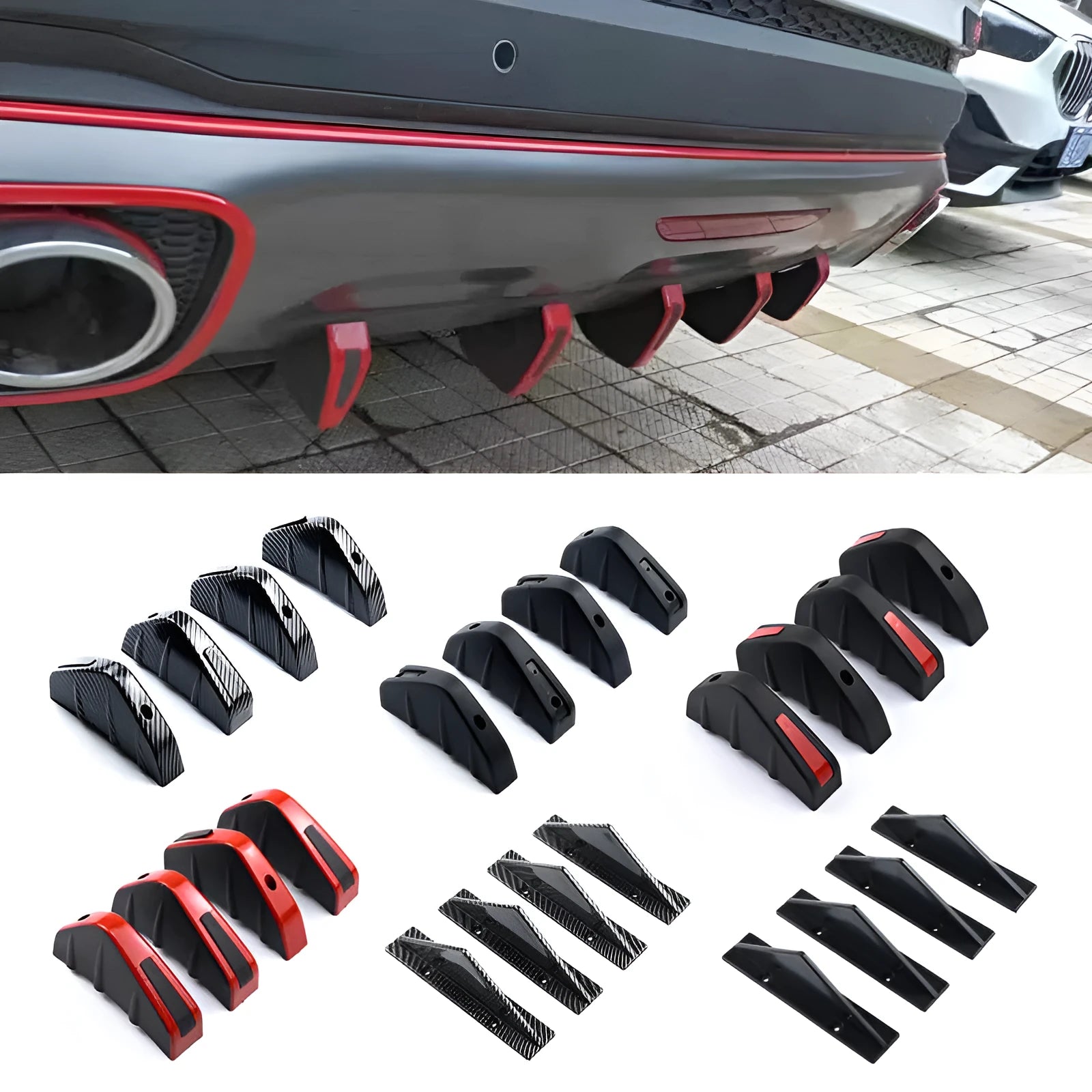 Black triangle rear spoiler chassis measuring 15cm with screw and adhesive fitting kit for General Motors vehicles