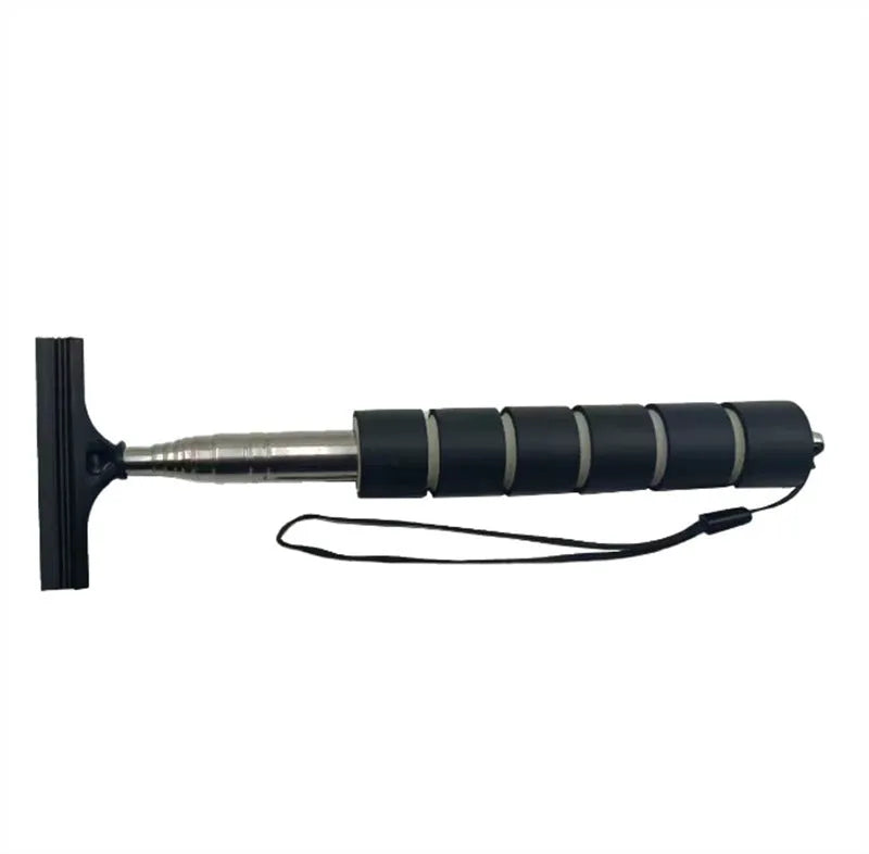 Retractable stainless steel car wiper extended to show 100cm length with rubber blade for cleaning mirrors