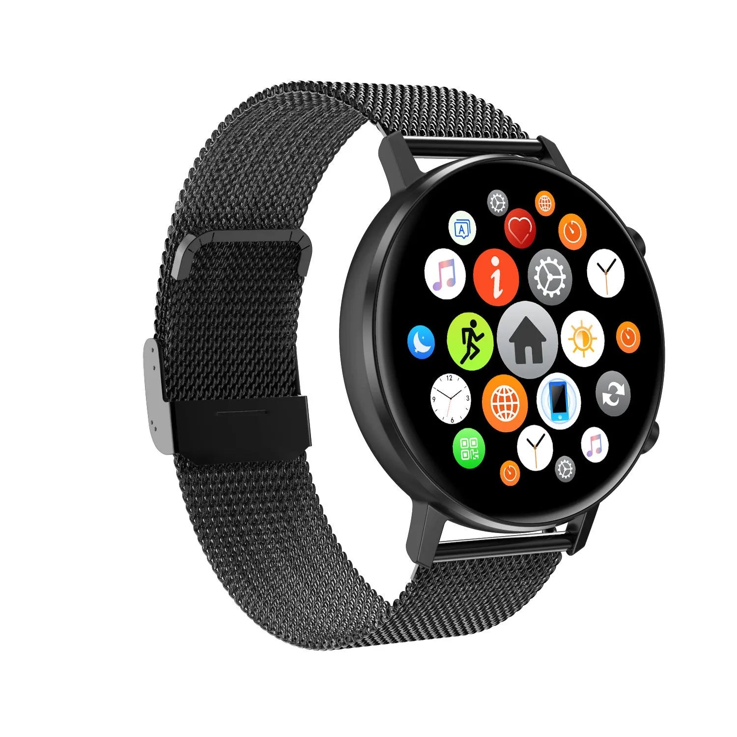 DT96 smart activity tracker bracelet with colour display on a stainless steel strap.