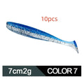 7cm two-tone T-tail soft worm fishing lure in Mandarin Fish pattern