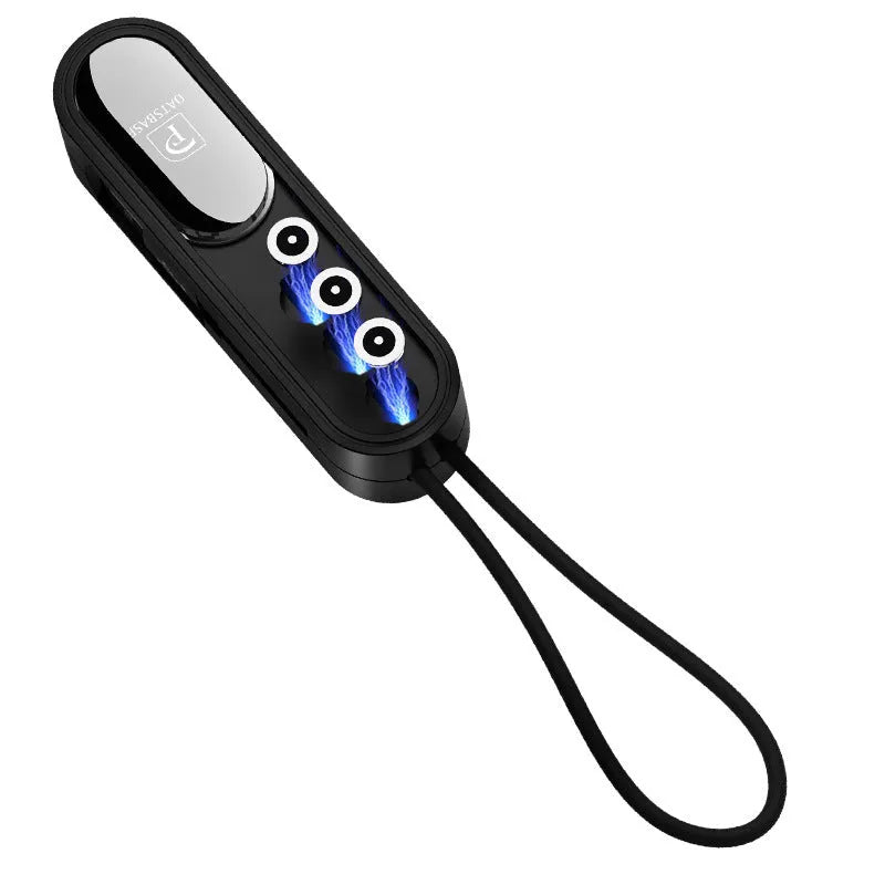 Black magnetic three-in-one USB charging cable showing three magnetic connectors and 0.4 metre length