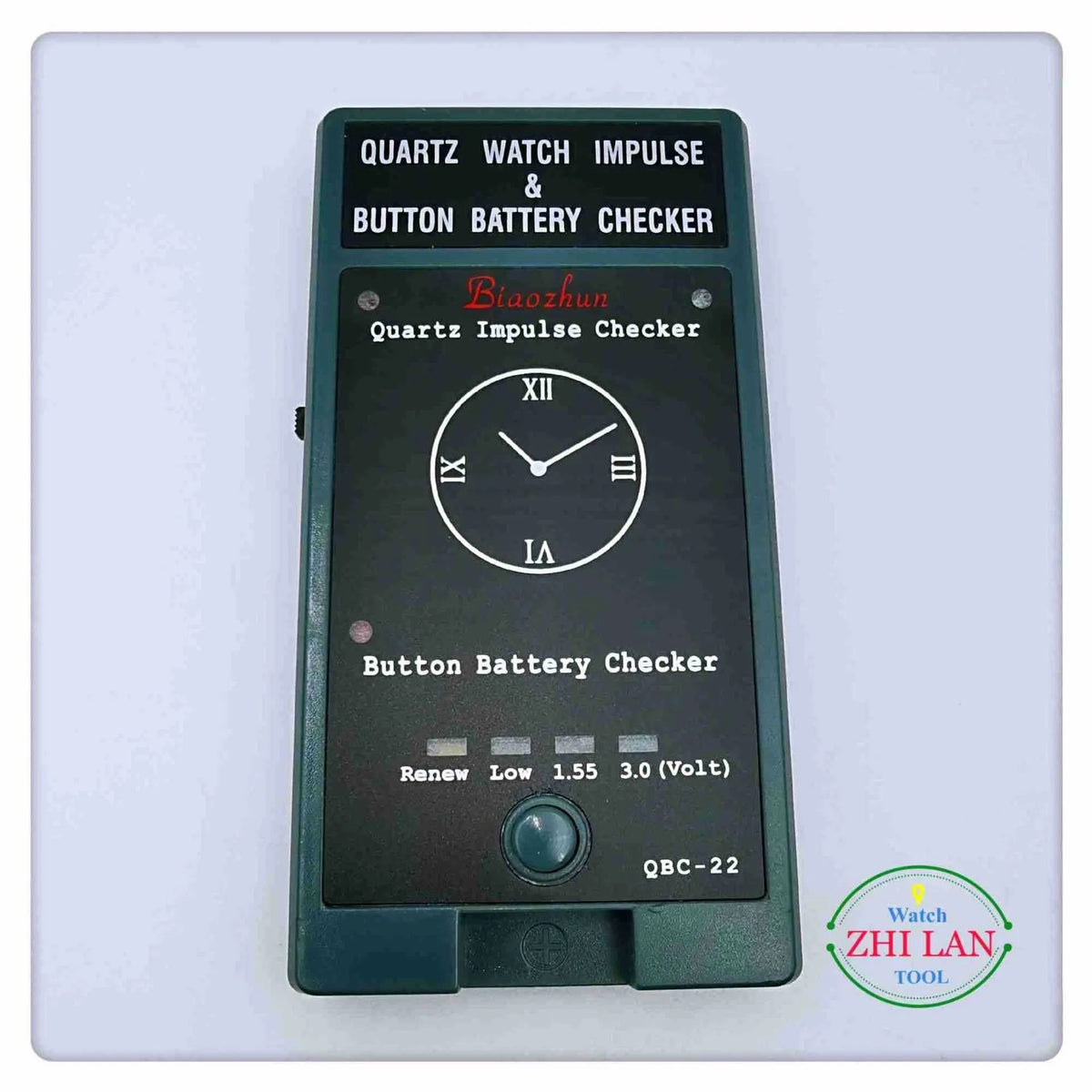 QBC-22 quartz watch movement detector tester with ABS body, 120 x 63 x 18mm size and 80g weight
