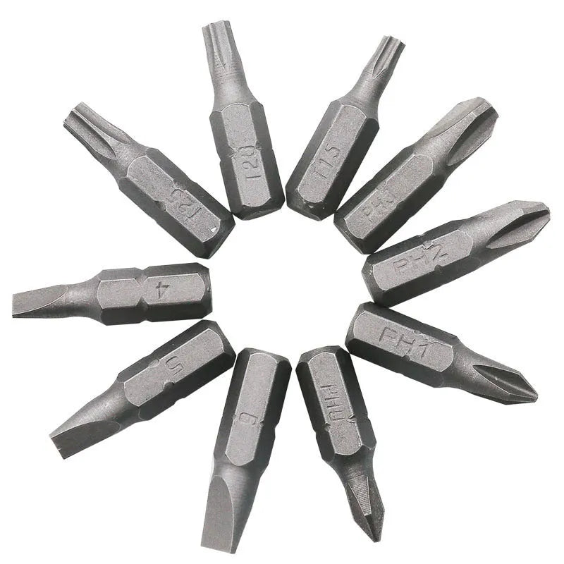 L-shaped double-headed socket wrench with 10 screwdriver bits for mechanical work
