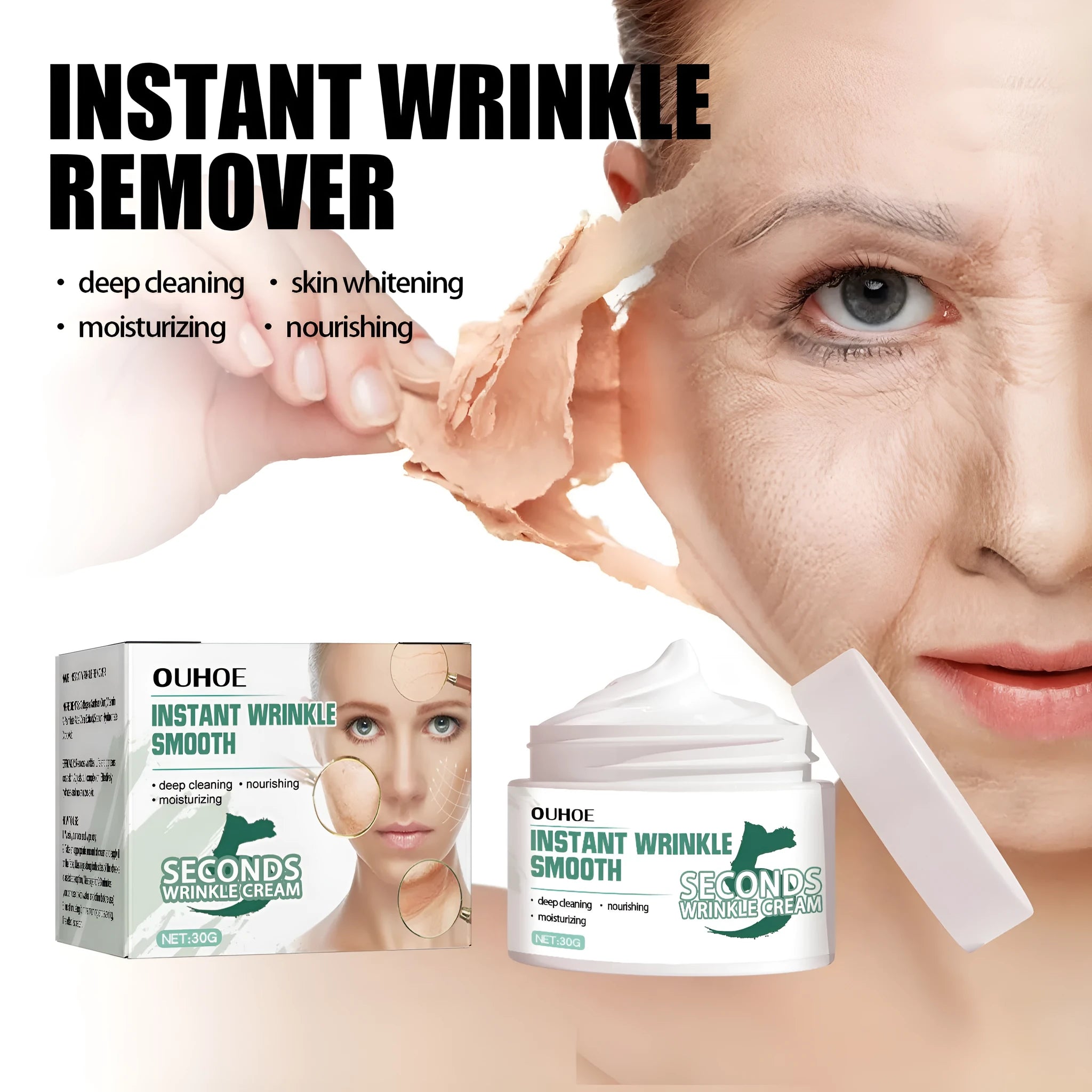 30g anti-aging anti-wrinkle face cream with hydrating formula in standard packaging