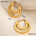 Geometric metallic French earrings with round ring elements in gold and steel finishes