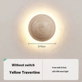 Yellow cave stone semicircle wall lamp with iron frame and pull switch