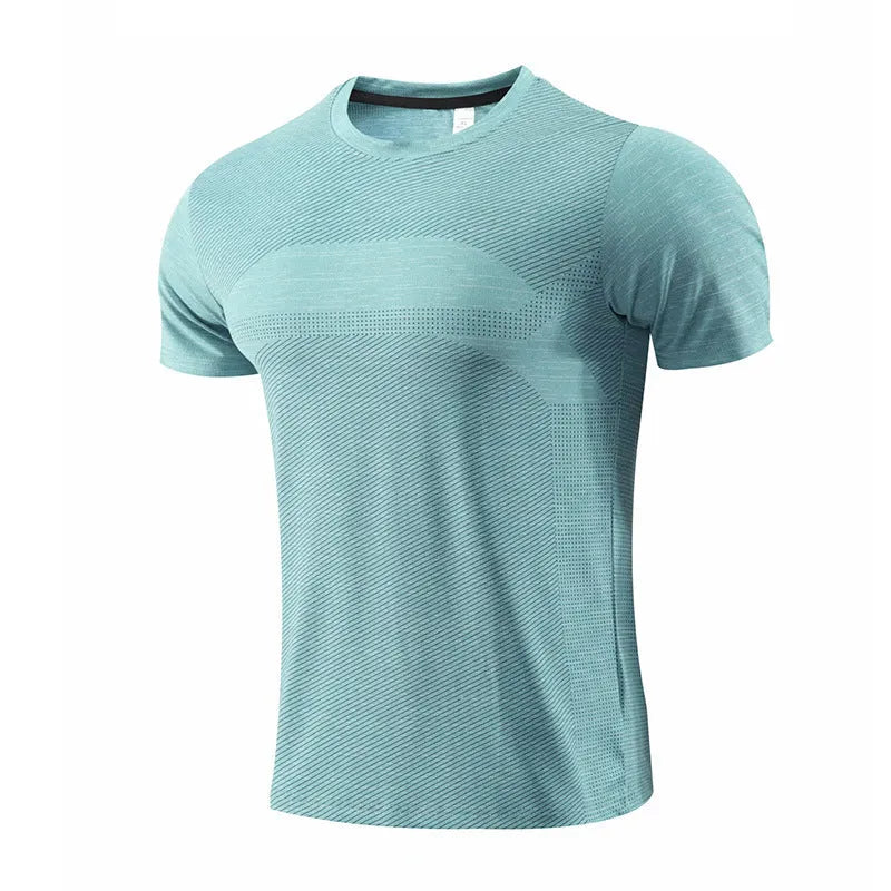 Men's short sleeve running t-shirt in polyester spandex fabric for basketball and workouts