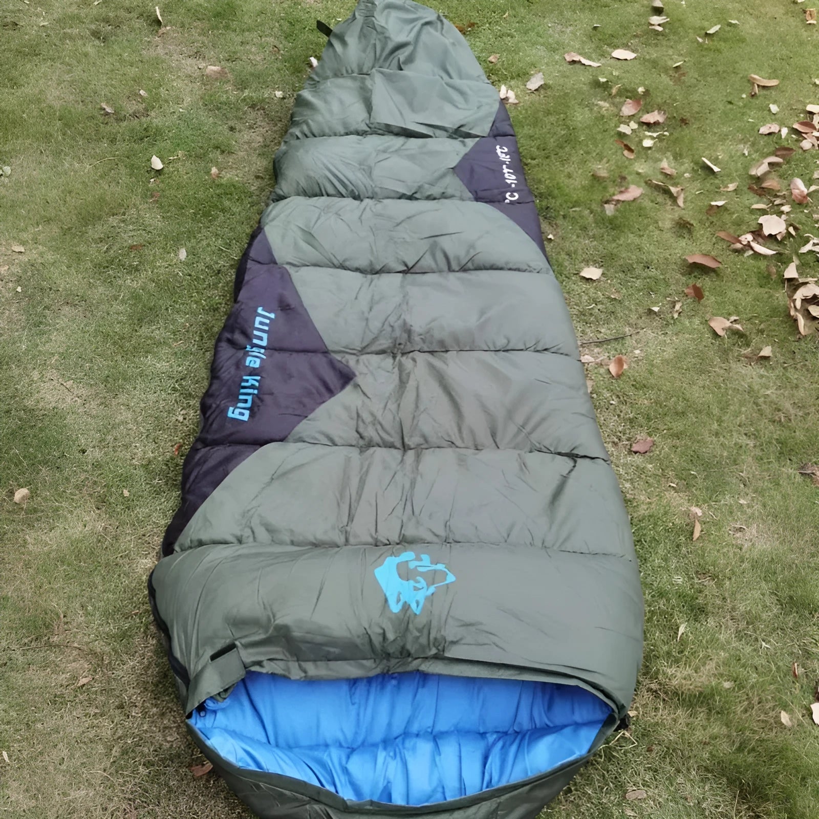Cotton sleeping bag with compression storage bag in Army Green colour for outdoor camping and fishing